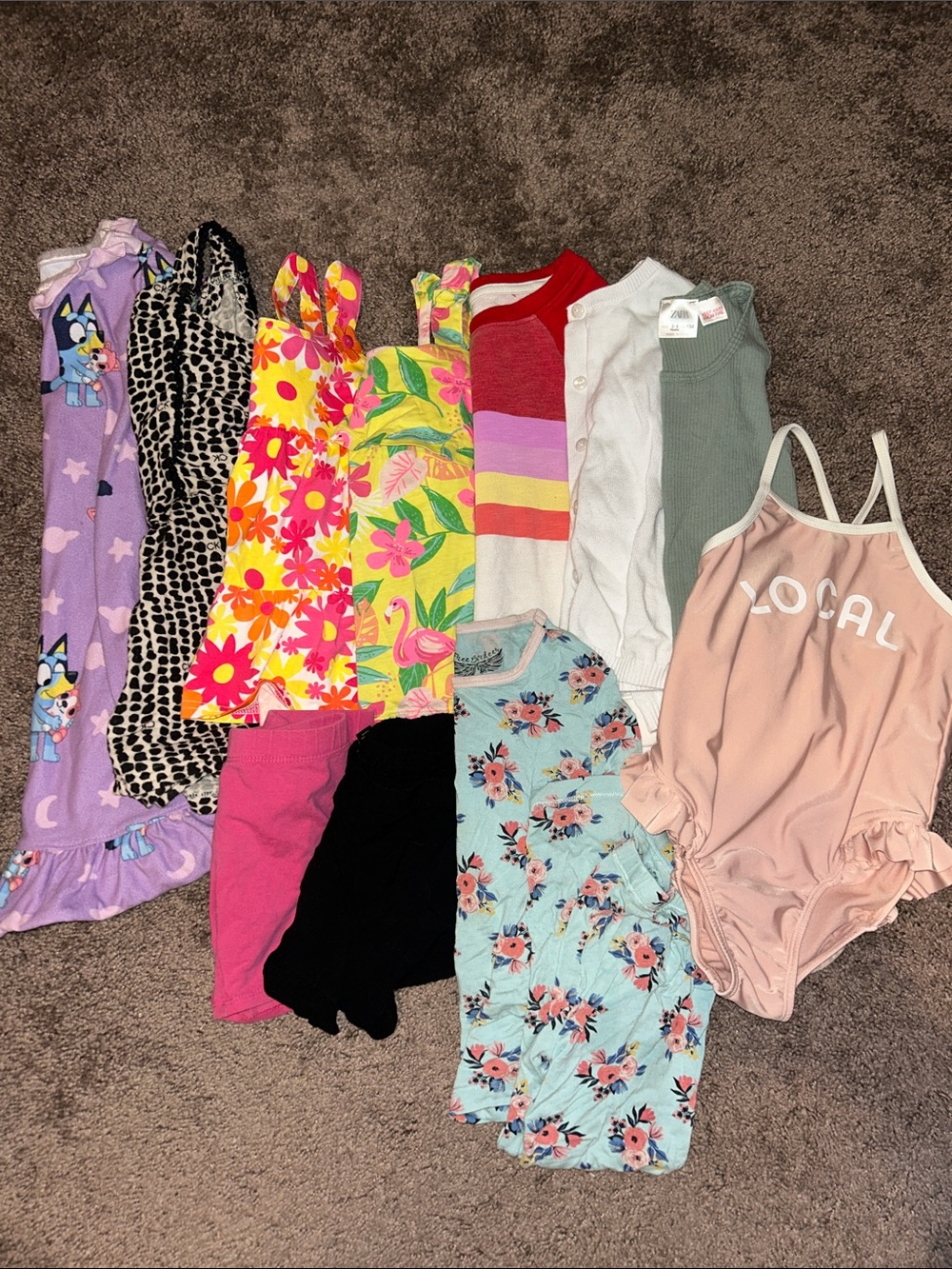 Toddler girls 4T pjs, romper, top, swimsuit, shorts bundle!!